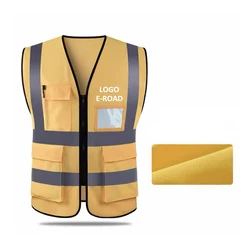 reflective jacket  Custom Logo with Pockets two-color splicing High Visibility Work construction Safety Vest