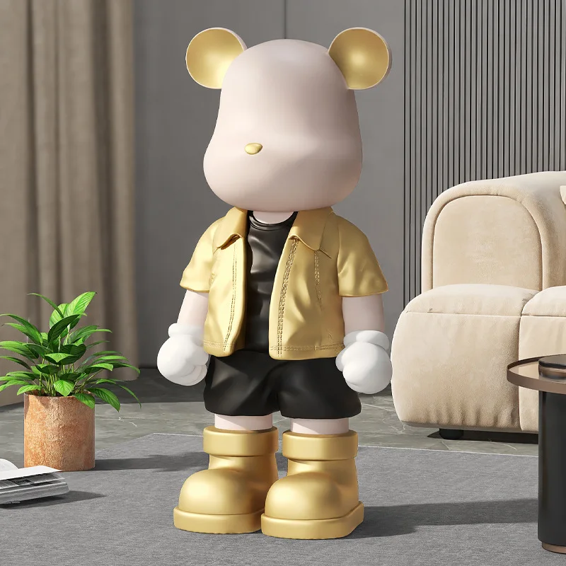 Custom Net Red Violent Bear Big Ornament Living Room Floor Modern Home Accessories Glass Fiber Material Crafts Sculpture