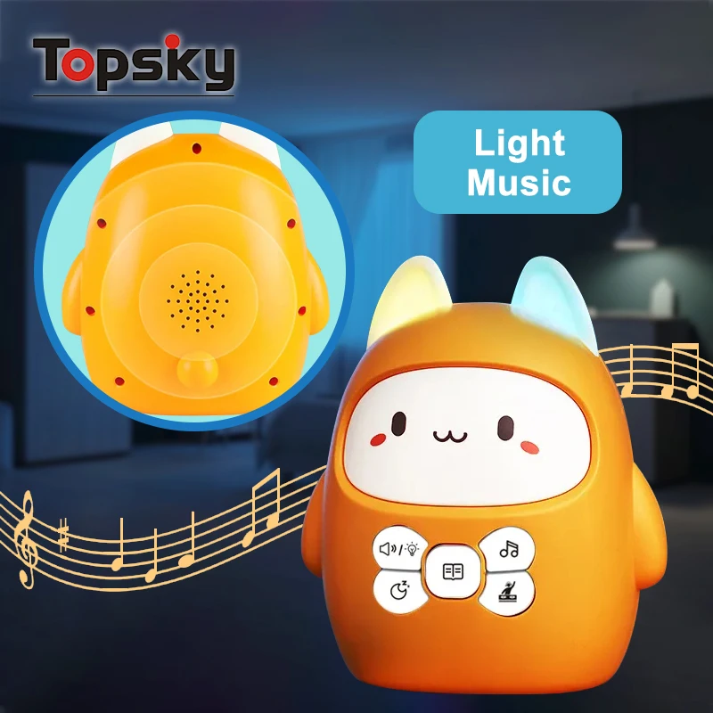 Cartoon Cat Intelligent Story Machine Kids Early Learning Educational Toys Story Machine  with Music Interactive Toys for Baby