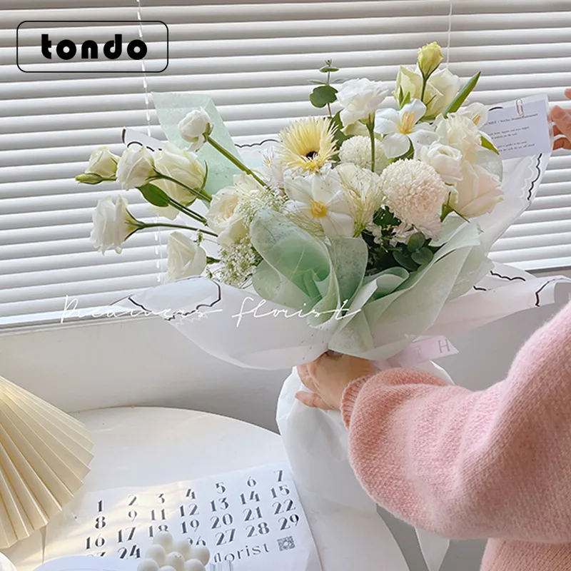 58x58cm flower wrapping paper small handkerchief jelly film lace edge mist paper waterproof bouquet wrapping paper