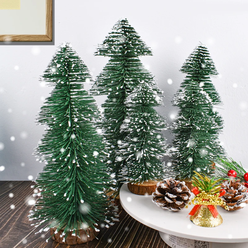 Christmas tree desktop decoration DIY pine needle tree Christmas decoration dipped in white cedar small Christmas tree