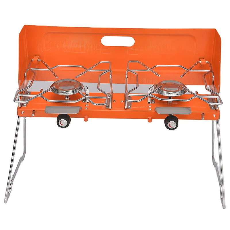 Portable Foldable Double Burner BBQ Grill Windproof Outdoor Camping Picnic Stove for Customized color BBQ