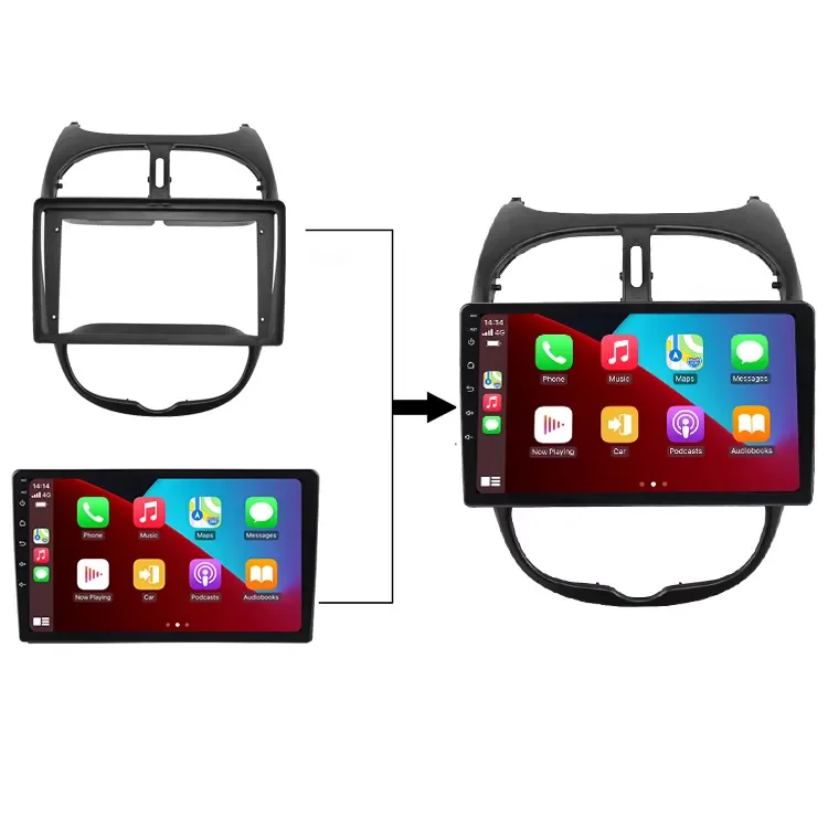 9 inch car audio system universal touch screen stereo car video 2 din android car radio for Peugeot 206