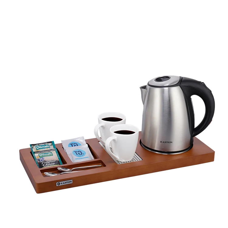 Commercial hotel guest room 1.0L 1500w Big capacity spare part stainless steel hot water home Electric Kettles welcome tray set