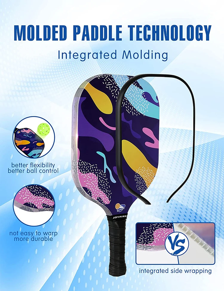 Sports Pickleball Paddles Set of 2 Lightweight Pickle Ball Rackets Raquette Set with 2 Pickleball Balls
