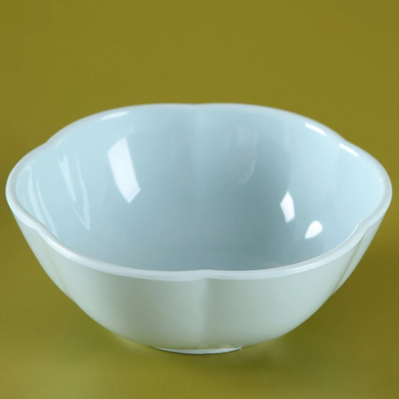 Изготовленные на заказ экологически чистые однотонные меламиновые маленькие чаши в форме цветка для риса и супа