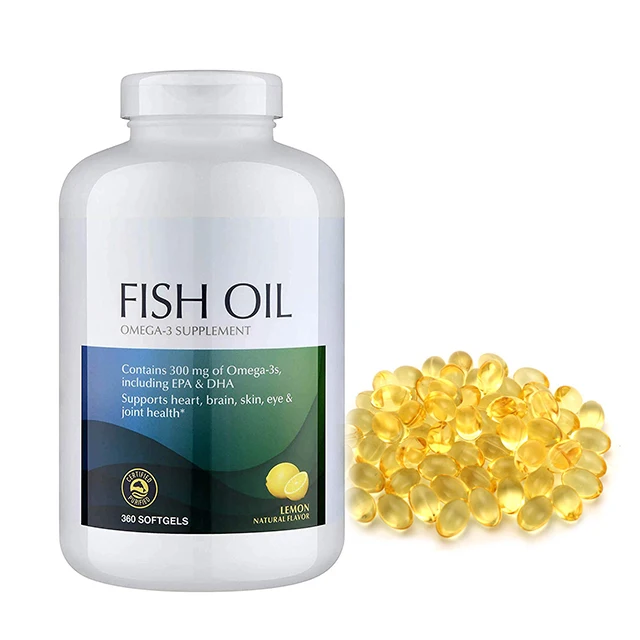 OEM/ODM Natural Lemon Flavor Healthcare Supplement Omega 3 Fish Oil Capsules Support Heart Skin Eye And Joint