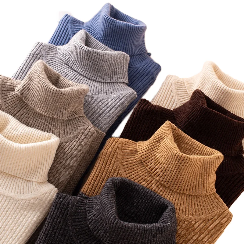 Wholesales Factory Winter Spring Ladies Casual Knit Top Thick Soft Turtleneck High Neck Pullover Sweater For Women Knitwear