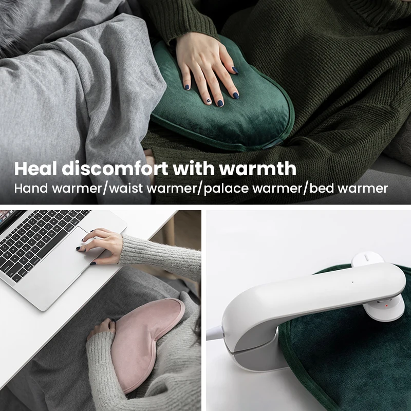 New Design Heart Shape Charging Rechargeable Flannel Electric Hot Water Bottle With Cover for Painful Periods