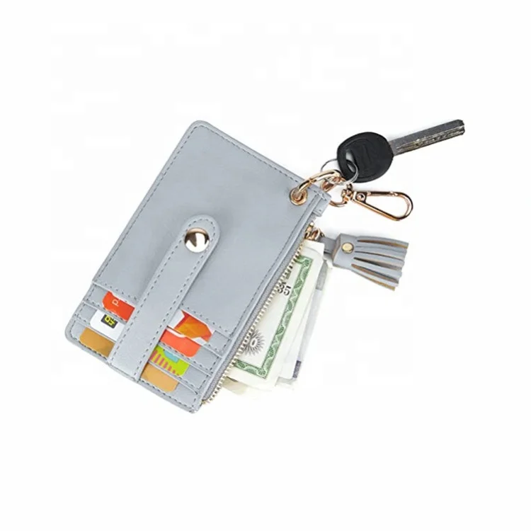 
Hot Sales Amazon Faux Leather Keychain Key Ring Slim Wallet Card Holder Coin Purse  (1600290261441)