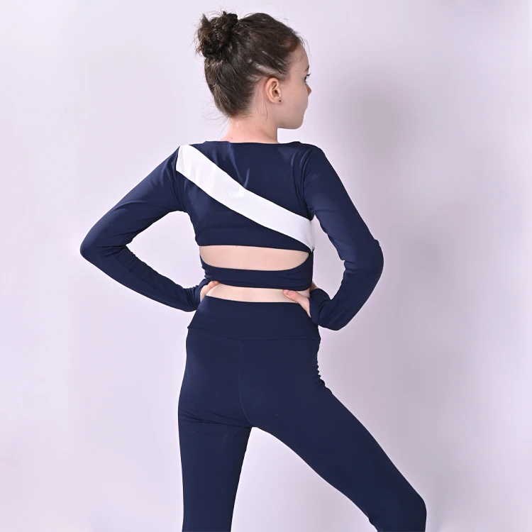 High Quality Dance School Uniform Class Wear Dance Training Wear for Girls two Piece Set top and leggings sports wear