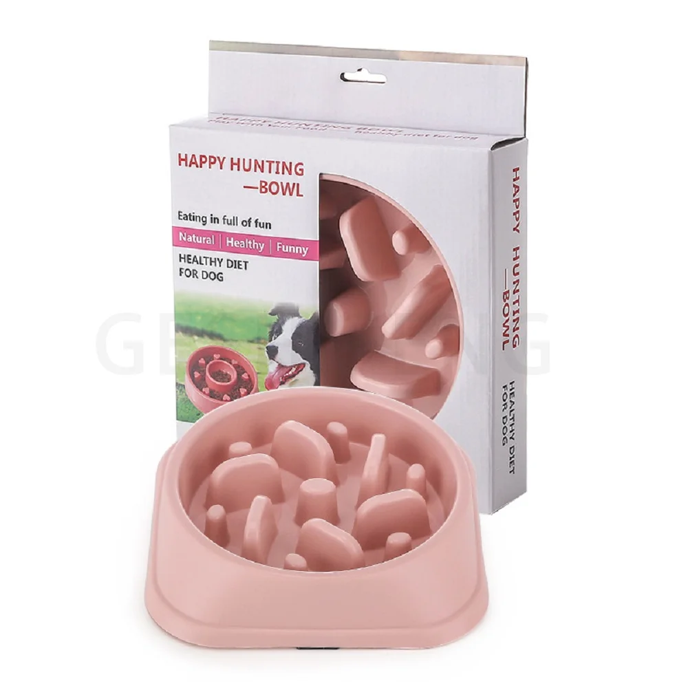 2024 Wholesale Bite-Resistant plastic Slow Eat food feed bowl stop swallowing pet Bite-Resistant plastic Slow Eat food feed bowl