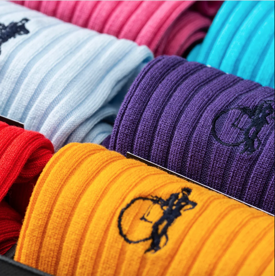 TA21434 OEM Wholesale Colorful Cotton Knit Ribbed Embroidery Logo Dress Business Socks Box for Men