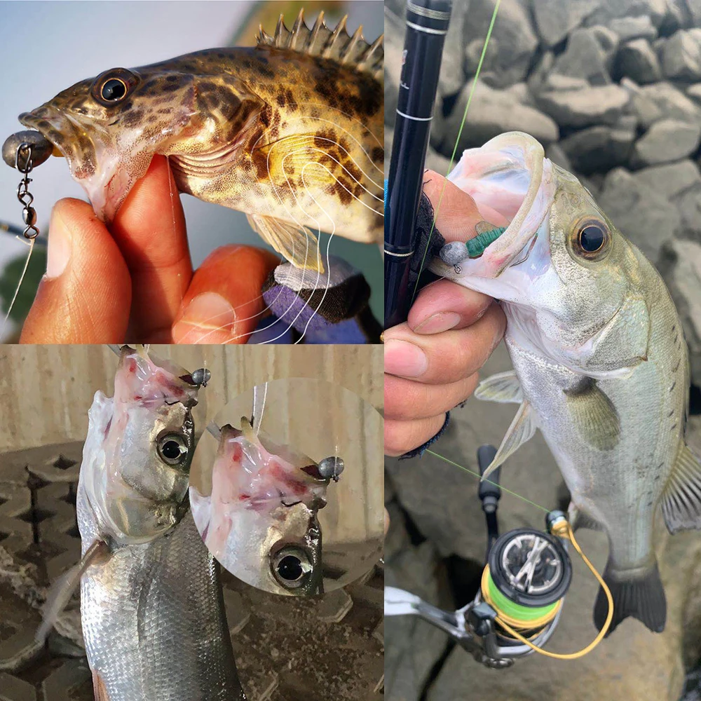 JOHNCOO 10pcs Per Bag Fish Hook  2.5g 3g 5g 7g Jig Head 2 Barbs Crappie Baby Shad Fishing Hooks Jigs