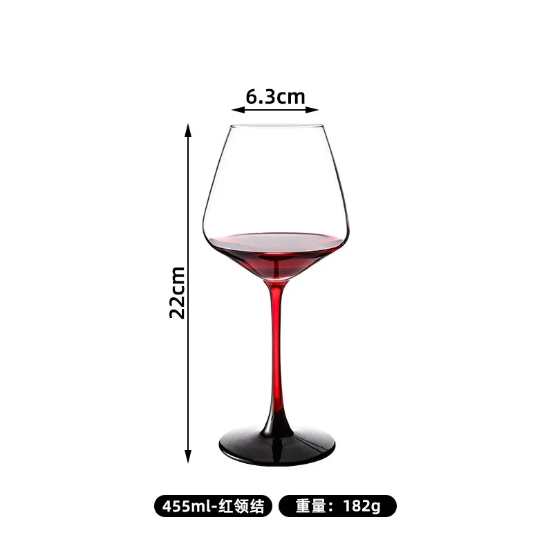 Factory Direct Red Collar Light Luxury Crystal Glass High Foot Red Wine Big Belly Wine High End Cup