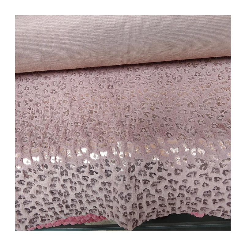 Custom Bronzing Short Pile Faux Rabbit Fur Fabric Faux Rabbit Soft Pink Grey Leopard Print Faux Rabbit Fur Fabric For Blanket