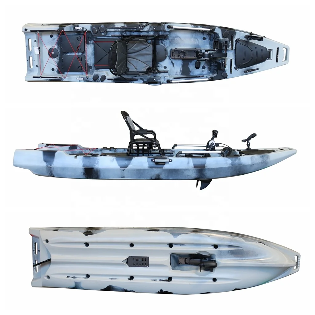 3.8 Meter Sit on Top Canoe Rowing Boat Motorized Fishing Kayak with Propeller Pedal Drive and Electric Motor for Water Sports 35