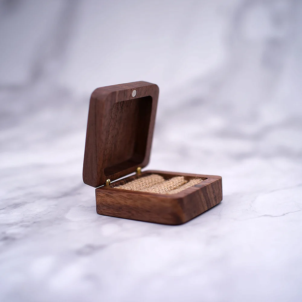 Wedding Walnut Wooden Jewelry Ring Box For Gift