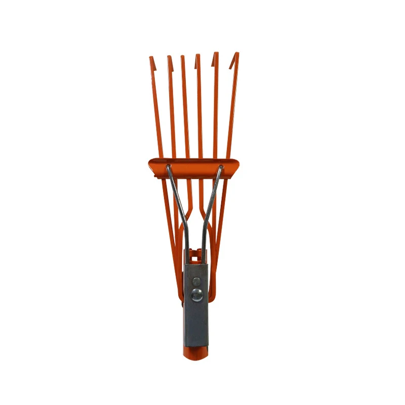 Gardening grass rake wholesale 6 teeth metal high carbon steel rake custom gardening hand tools