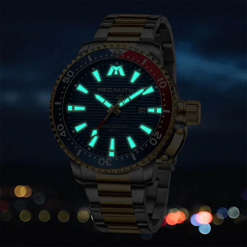  Reloj Hombre 2020 мегалитическая спортивные световые водонепроницаемые кварцевые часы мужские полностью стальные военные дайвинг с календарем для