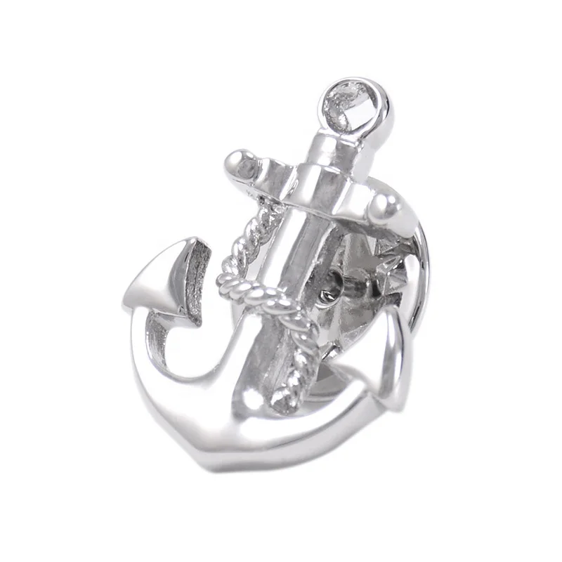 SAVOYSHI Novelty Silver Anchor Shape Men Lapel Pin Brooches Pins Fine Gift for Mens Brooches Collar Party Gift Brand Jewelry