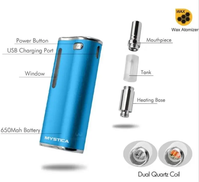 Airistech 650mAh Mystica 2 in 1 Vaporizers regular battery CBD /Wax Kit