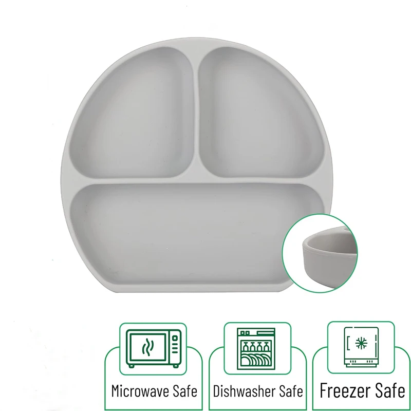 Wholesale Food Grade Silicone Smiling Face Plates for Children Adults without Bisphenol A with Spoon Suction Cups Food Storage