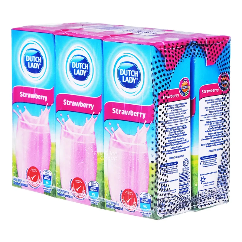 Wholesale Supplier Dutch Lady UHT Strawberry Flavoured Milk 200ml with Delicious and Full of Nutritious