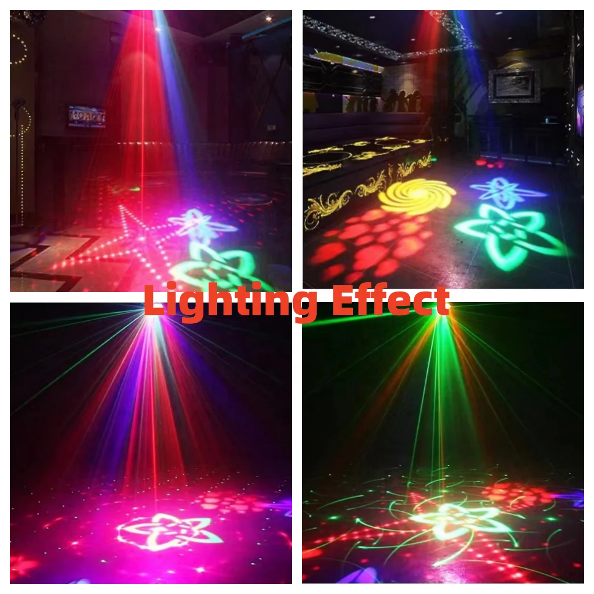 4 in1 RGB Laser Led Effect Light DJ Disco Light RGBW 48 Patterns Strobe LED Beam Stage Light for Holiday