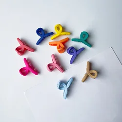 10pcs/set small flower butterfly hair claw clips plastic candy color for women girls