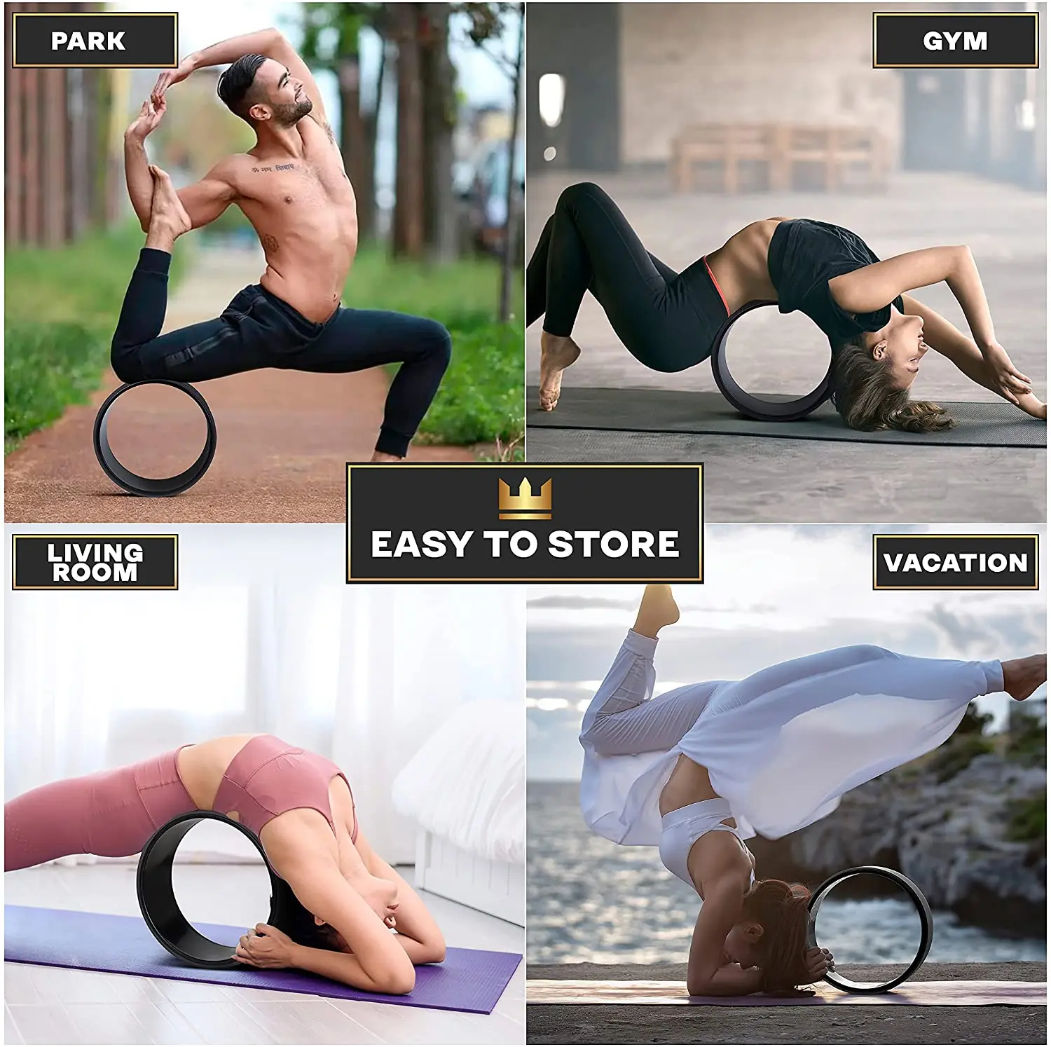 Quality Assurance Hot Sale Gym Fitness Massage Wooden ABS Yoga Set Custom Roller Cork Yoga Wheel