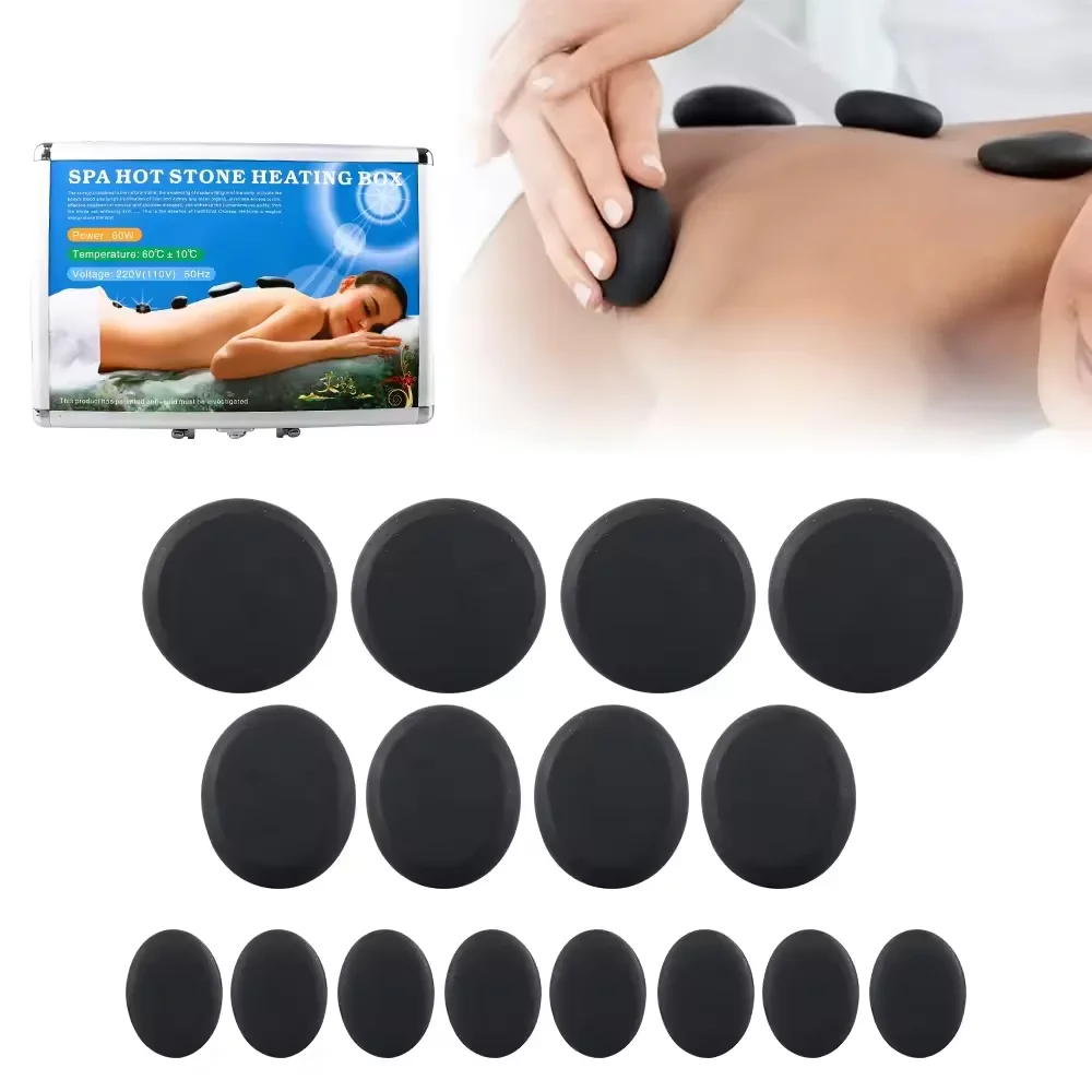 Chinese Wholesale 16/18/20pcs Natural Energy Stone Set Hot Stones Massage Set with Warmer