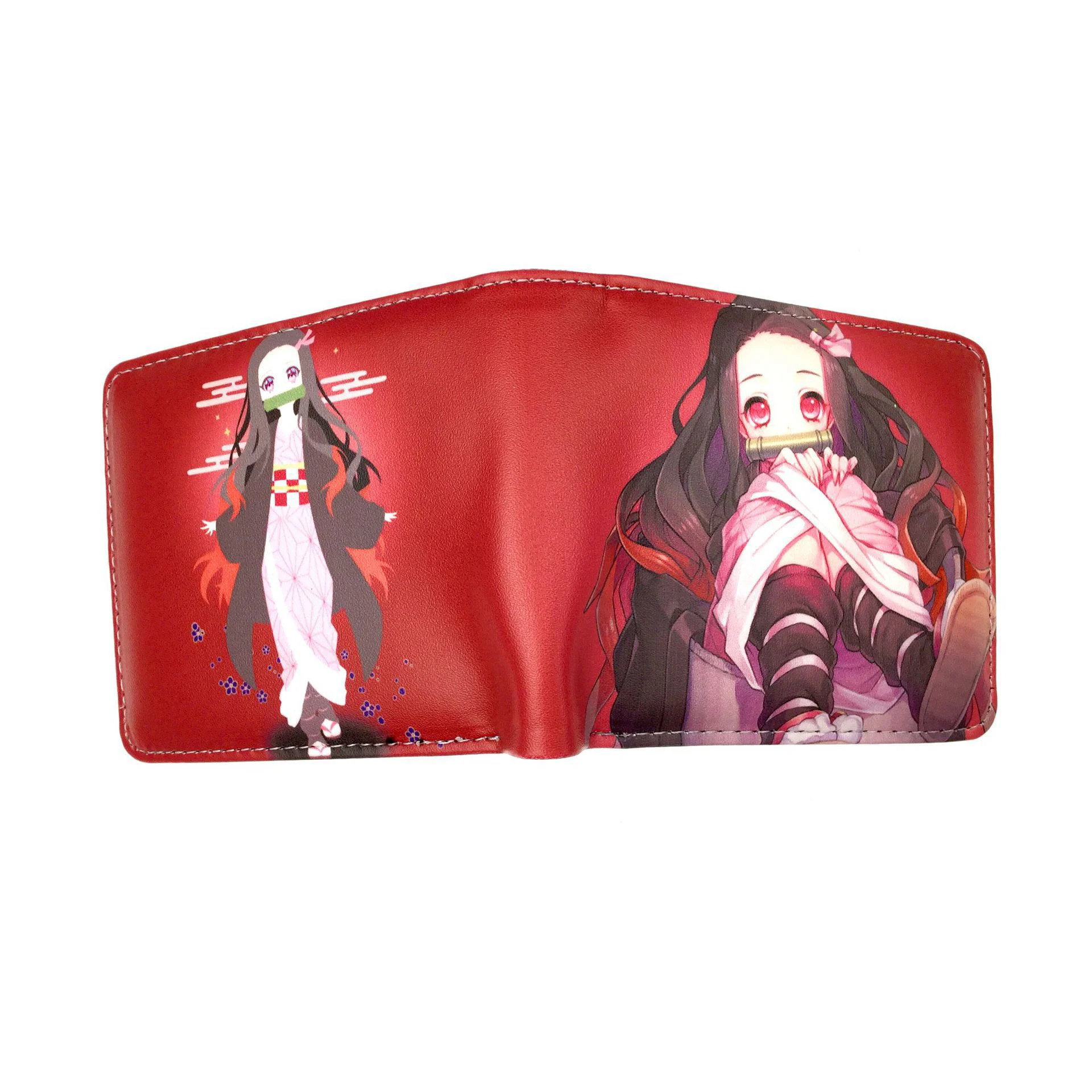 High Quality Cartoon Anime Demon Slayer Tanjirou Nezuko Wallets PU Leather Waterproof Money Card Holders Open Short Coin Purse