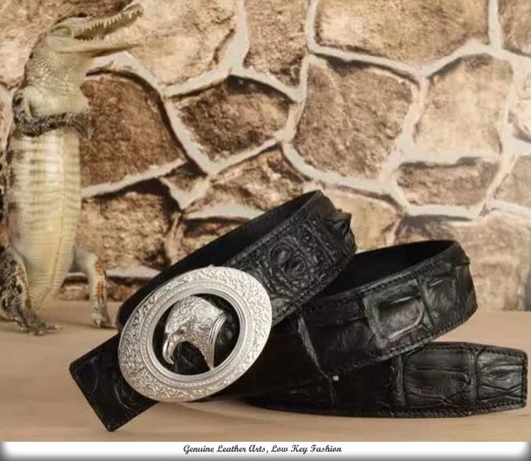 Custom production real exotic luxury men genuine crocodile skin leather belt