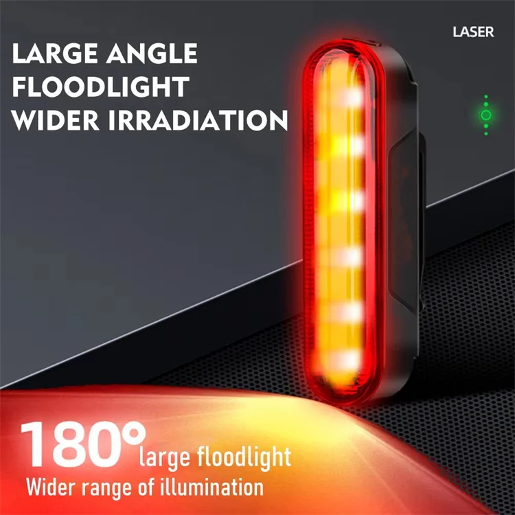 High Brightness Smart Bike LED Taillight Type-C Rechargeable Laser Bicycle Safety Warning Rear light with Brake Sensor