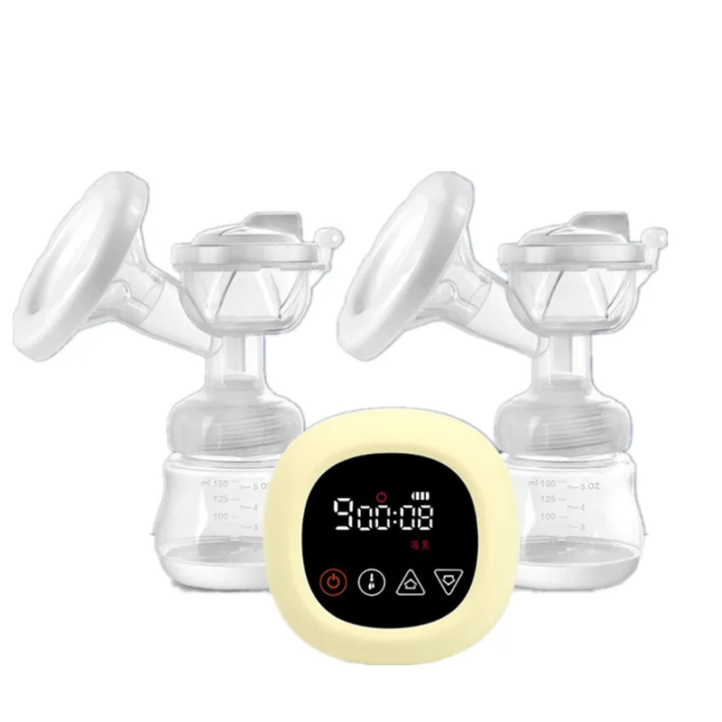 Silicone Double Breast Pump Baby Milk LCD Screen Electric Breast Pump With 9 Levels Sucking Mode