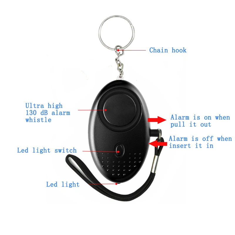 Factory Wholesale 130db Anti Women Panic Attack Safety Security Self Defense 130dB Anti Wolf Personal Alarm