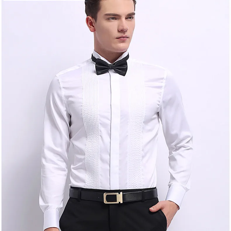 Hot sale full sleeve wedding dress tuxedo shirts for men