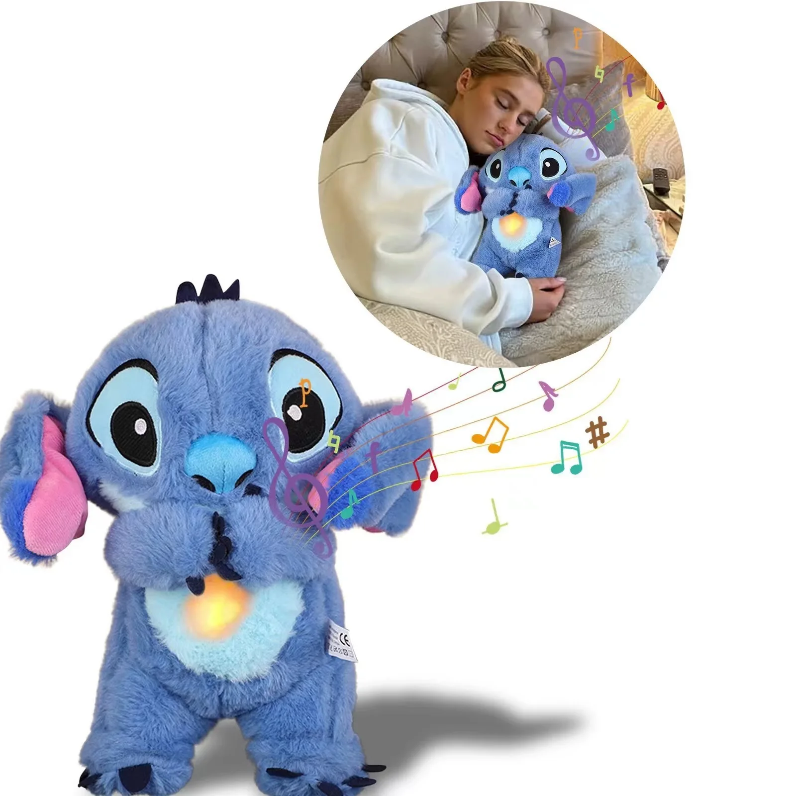 Plush Sleeping Lilo Stiitch Toy Breathing Stitch Plush Dolls Musical Lilo For Baby Kid sstitch of plush breathes
