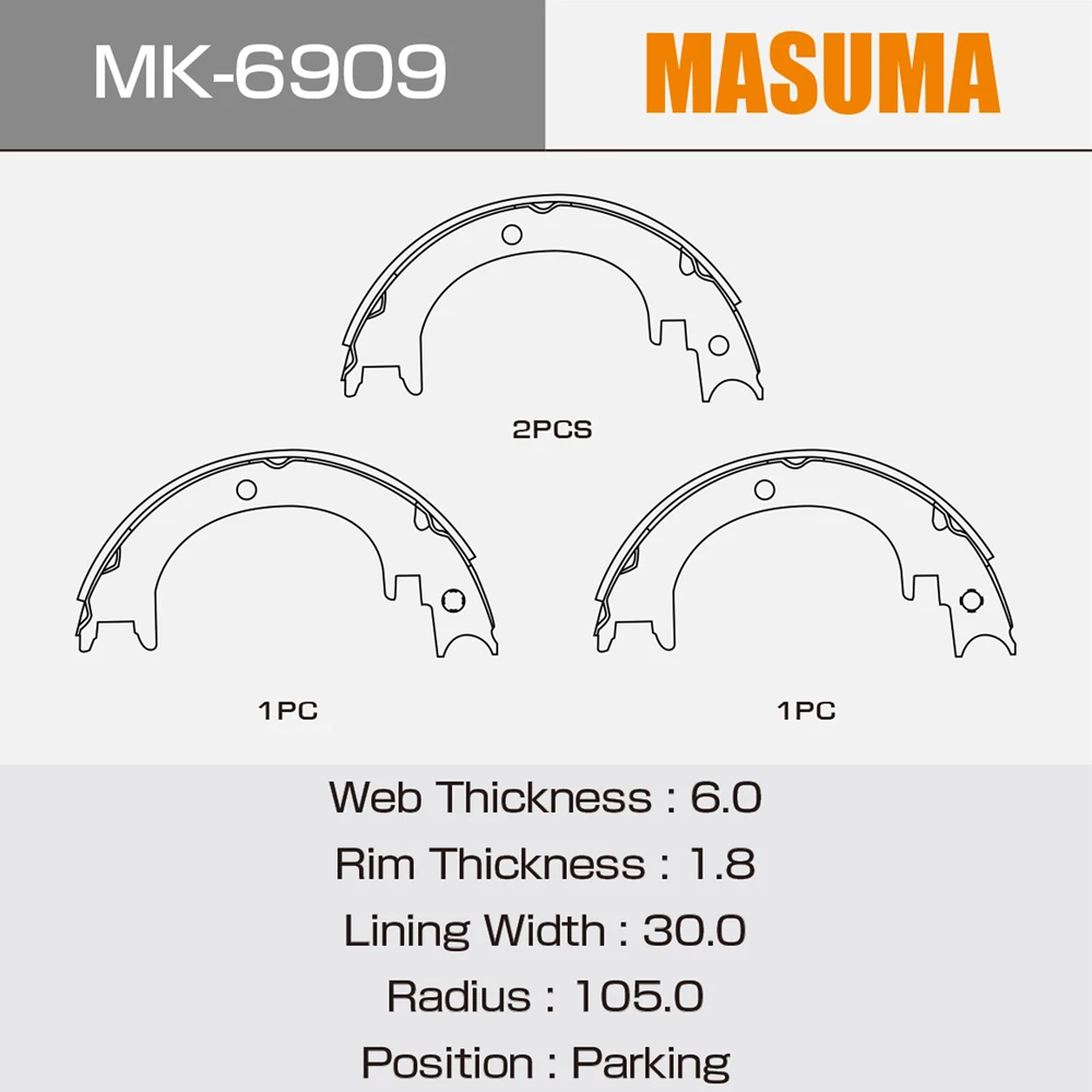  Mk-6909 MASUMA Car Repair Auto Brake Systems Shoes For 4800a057
