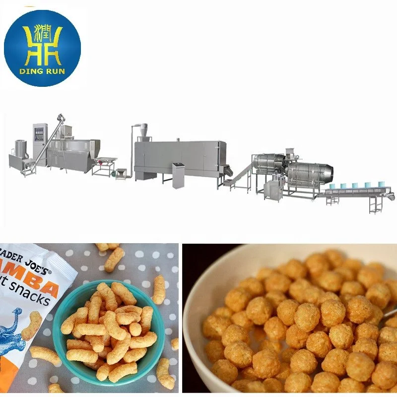Maize Puffed Snacks Making Process Ring Snack Production Line Machine Electric Automatic Corn Extruder Plant