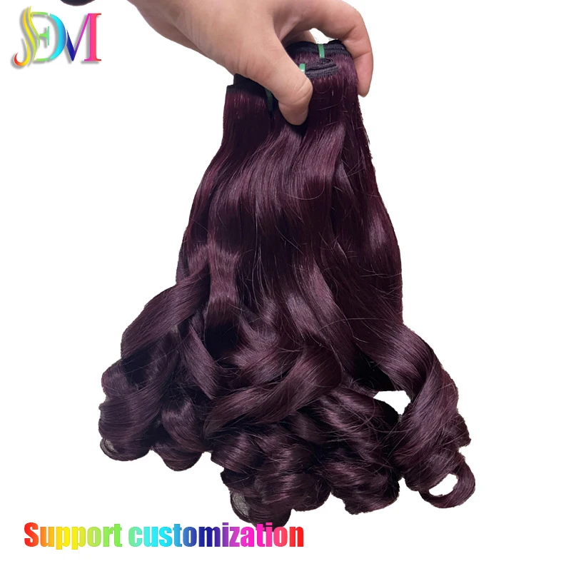 Long Lasting Double Drawn Weft Bouncy Curly Hair Extensions Raw Indian Temple Virgin Cuticle High temperature silk synthetic wig