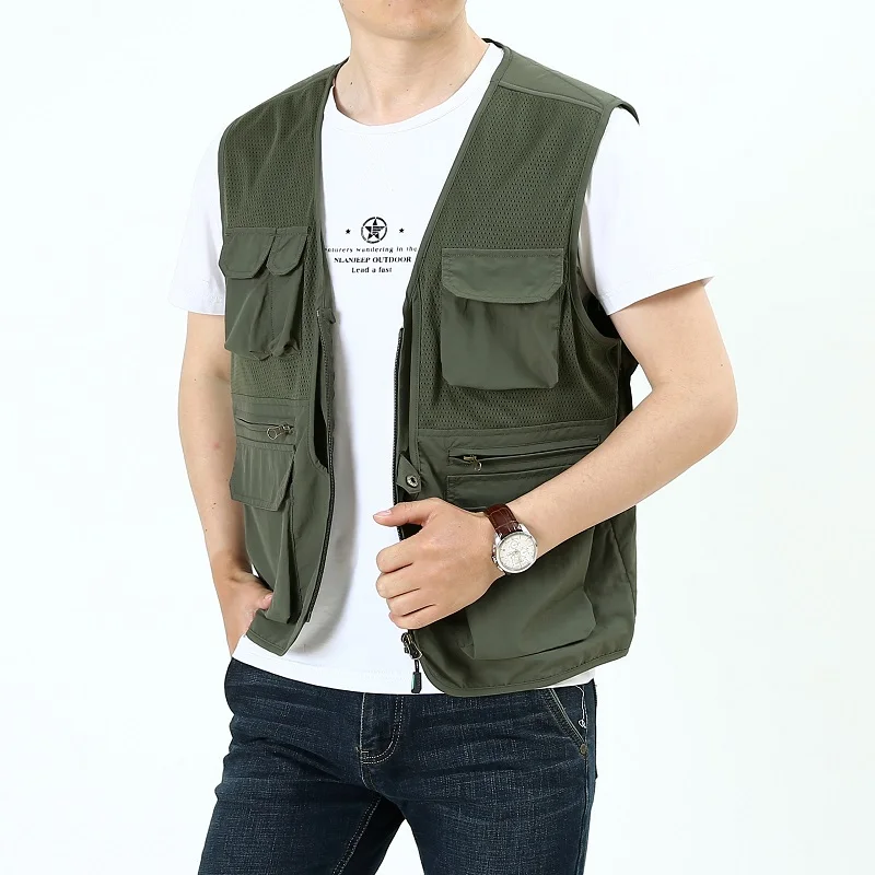 outdoor   Camping Vest breathable Quick-Drying  Men Waistcoats custom fly fishing backpack vest  with Multi Pocket