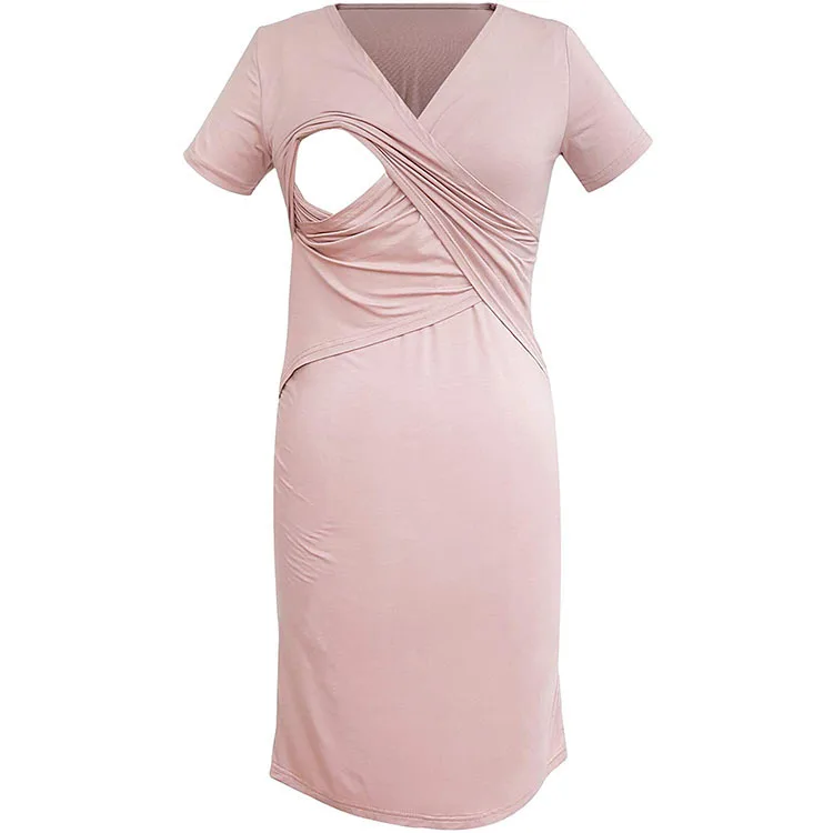 
wholesale V neck strip office wear maternity pregnant nursing dress 