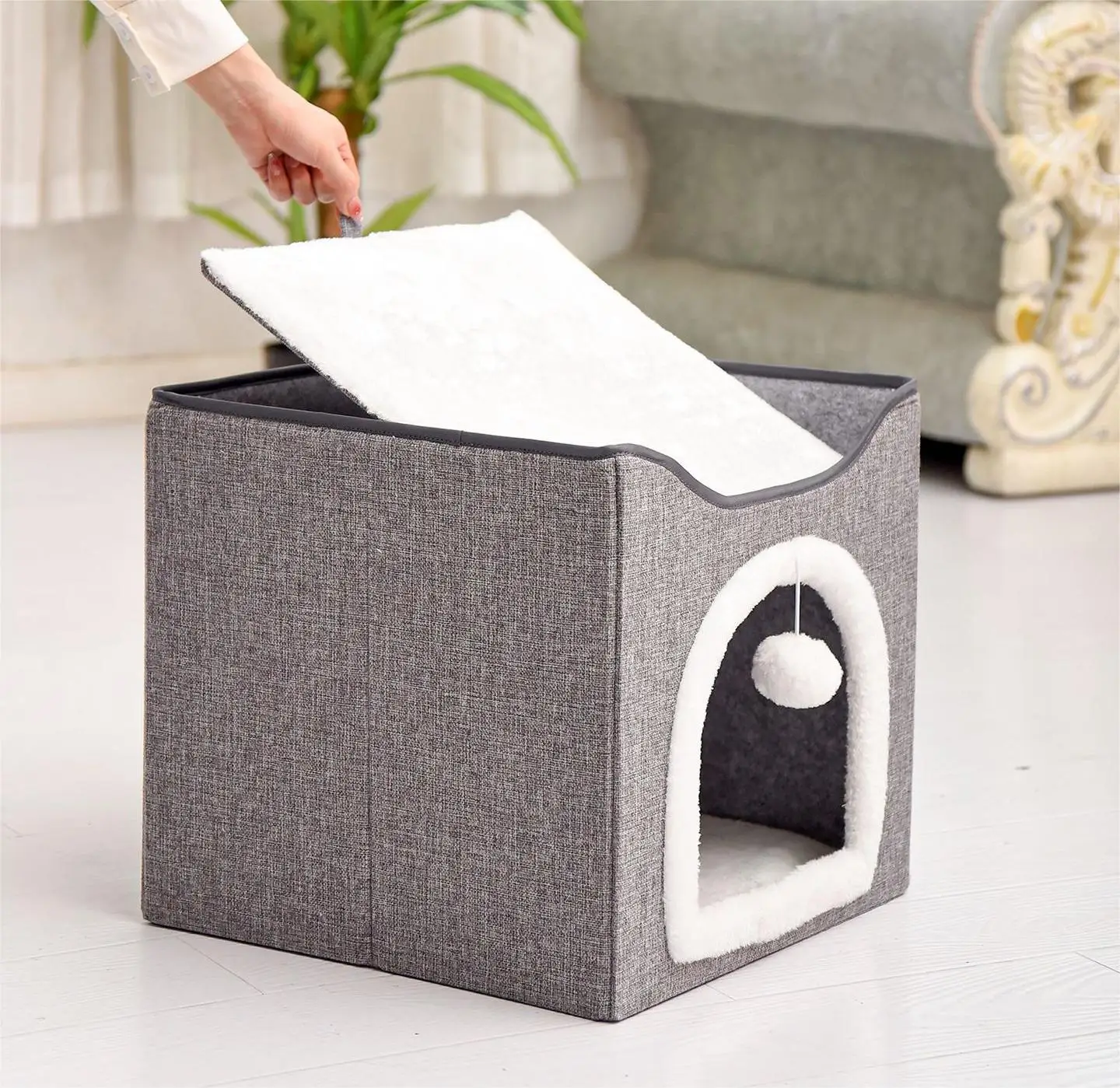 Dropshipping Bed Cat Portable Semi-closed Pet Sleeping Bed Cattery Cage Collapsible Bed For Cats