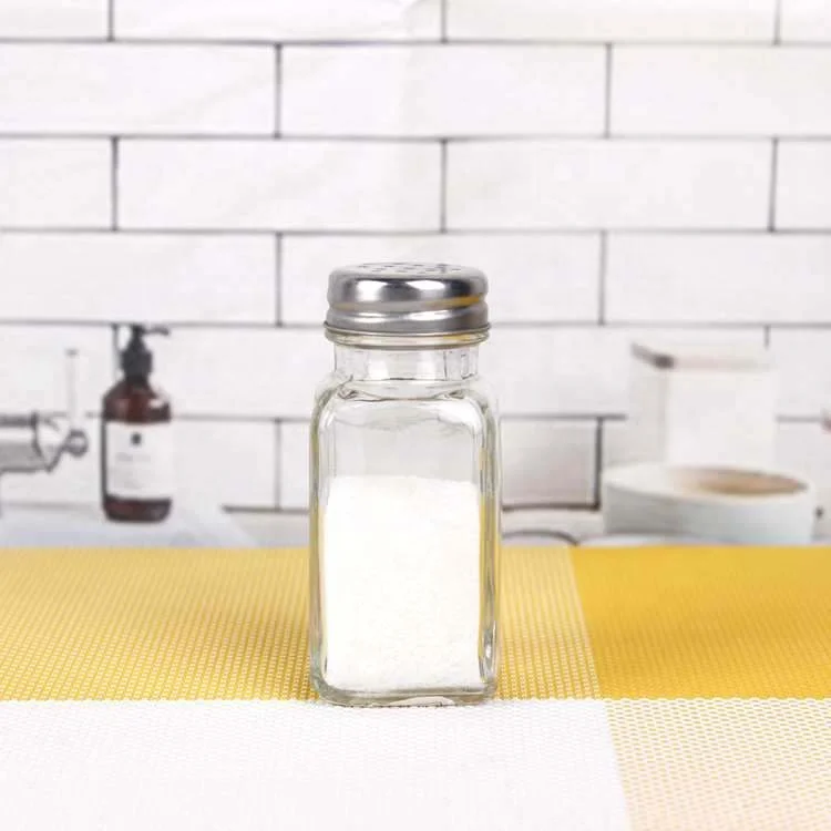 80ml Square Wide Mouth Clear Glass Spice Jar for Salt And Pepper With Shaker Lid