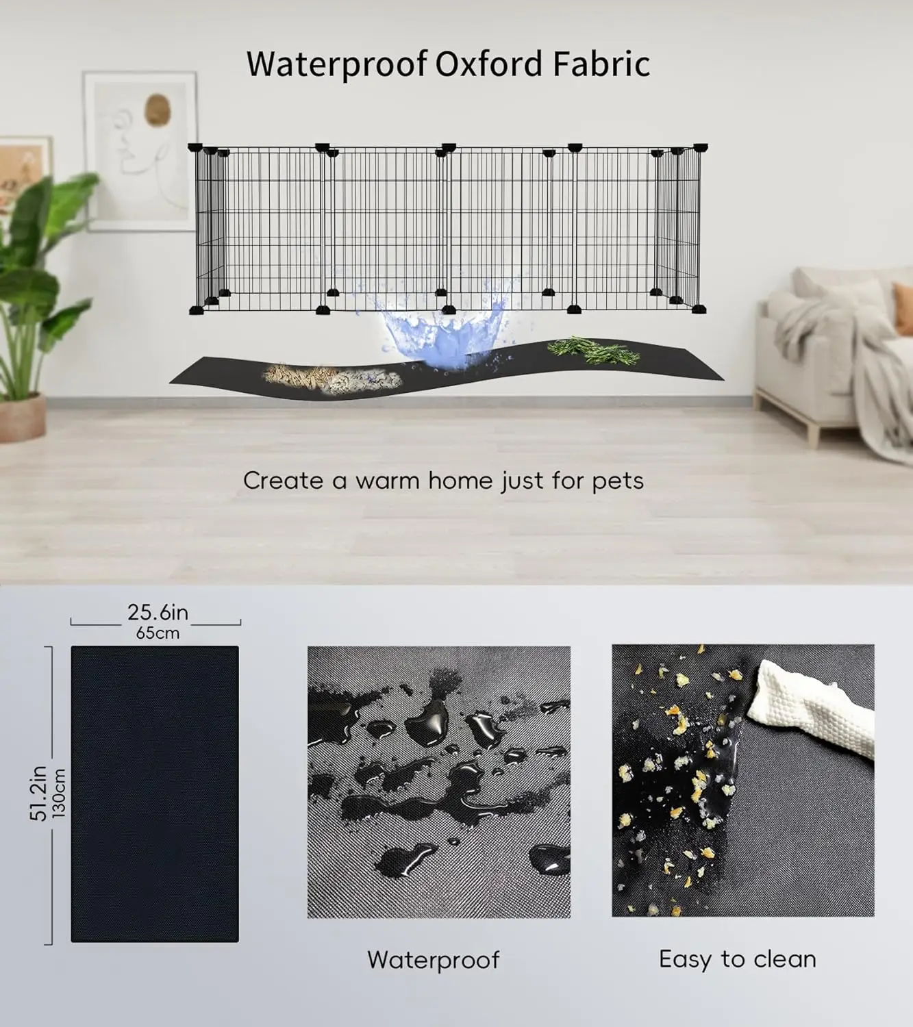 Indoor Outdoor 12 Panel Guinea Pig Rabbit Black DIY Pet Playpen Metal Wire Fence Small Animals Cage