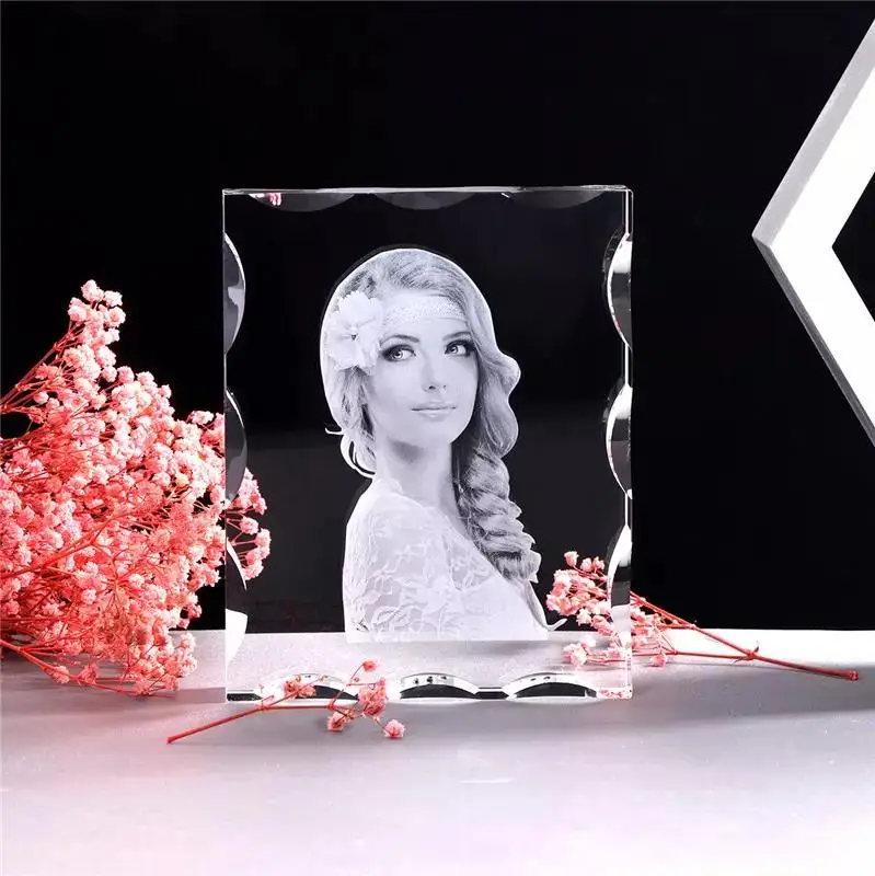 High Quality Custom Blank Crystal Photo Frame Exquisite 3d Laser Engraving K9 Crystal Cube Couple Gifts Crystal Crafts