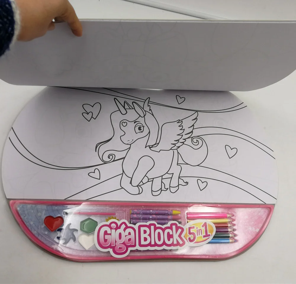 kids customized 5 in 1 giga block  magazine photo hardcover  unicorn cartoon drawing colouring book for children