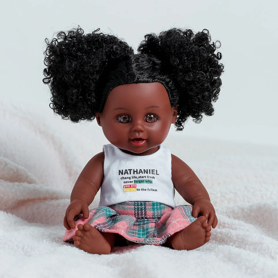 Full Silicone 12inch Dolls Hot Sale African American Black Doll For Kid Girl Toys Baby